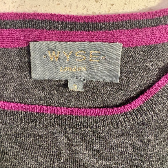 WYSE London 100% Cashmere Gray Sweater Size Medium - Picture 6 of 7